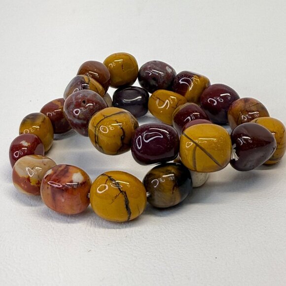 Mookaite Jasper Stretch‎ Bracelets Set of 2 Jasper Guidance Physical Health - Picture 1 of 4